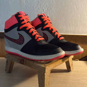 NIKE Air Force 1 Black, Grey & Pink High Top Wedge
